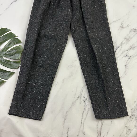 Synari Womens Vintage 80s Pleated Wool Pants Size 9 Gray Tweed Academia Tapered - Picture 4 of 12